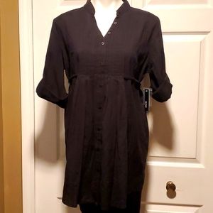 a.n.a A New Approach Split Neck Women's Black Top - Size Large